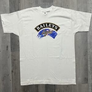 Vintage BAILEYS Irish Cream Liqueur 90s USA T Shirt White Alcohol Promo Tee XL
